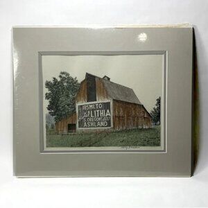 Vintage 1977 Colored Pencil Drawing Terry Paddox Barn in Ashland Oregon Matted